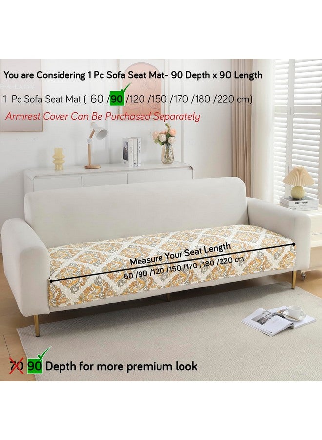 HOKIPO HOKIPO Polyester Printed Quilted Sofa Cover Mats For 1/2/3 Seater Sofa And L Shape. Make Your Own Sofa Cover Set, Mat Length 90(D) X 90(L) Cm, Damask Beige (New-790-D4)  - Image 3