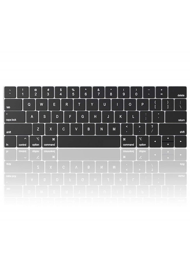 O Ozone Macbook Pro Keyboard Cover With Touch Bar For 13 And 15 Inch (A2159, A1989, A1990, A1706, A1707) Silicone Skin Protector - English US Layout Black - Image 1