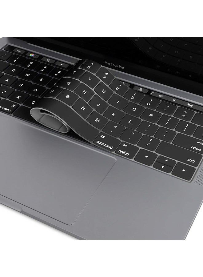O Ozone Macbook Pro Keyboard Cover With Touch Bar For 13 And 15 Inch (A2159, A1989, A1990, A1706, A1707) Silicone Skin Protector - English US Layout Black - Image 2