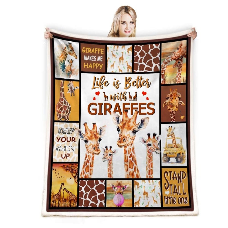 Juirnost Giraffe Blanket Giraffe Fleece Throw Blanket for Women Men and Kids Just A Girl Who Loves Giraffes Blanket 50 x 60 Cozy Fleece Throw Blanket Best Gift Home Decor for Bed Couch Outdoor