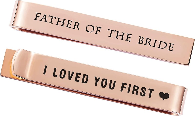 LParkin Father of the Bride and Groom Gifts - Wedding Tie Clips for Groomsmen From the Bride - Stainless Steel Tie Bars - Image 1