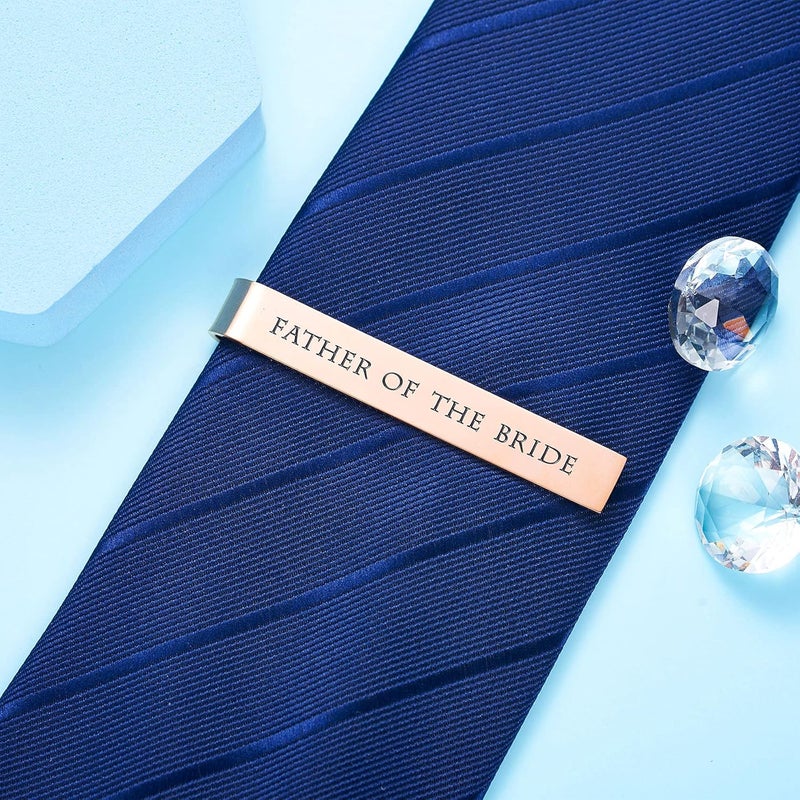 LParkin Father of the Bride and Groom Gifts - Wedding Tie Clips for Groomsmen From the Bride - Stainless Steel Tie Bars - Image 3