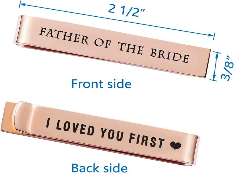 LParkin Father of the Bride and Groom Gifts - Wedding Tie Clips for Groomsmen From the Bride - Stainless Steel Tie Bars - Image 2