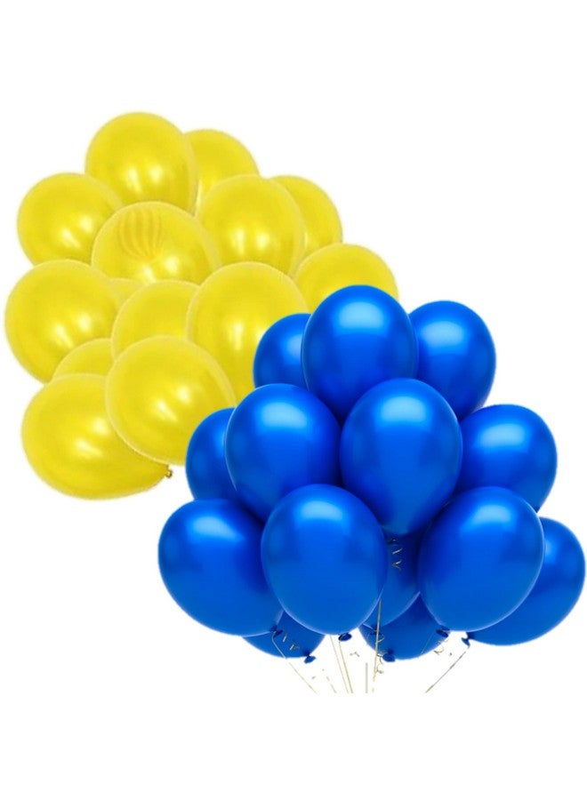 DUL DUL Dark Blue,Yellow Color Metallic latex balloons for birthday/Party decoration 30 Pcs -Combo metallic balloons pack of 15 pcs Dark Blue,15 Pcs Yellow Color Balloons /Baby ShowerTheme party,Combo of (DARK BLUE+YELLOW, 30)