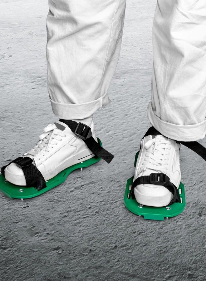 QWORK ® Spiked shoes with 25mm short spikes, perfect for epoxy floors, layering, cover installation, green (1 pair) - Image 5
