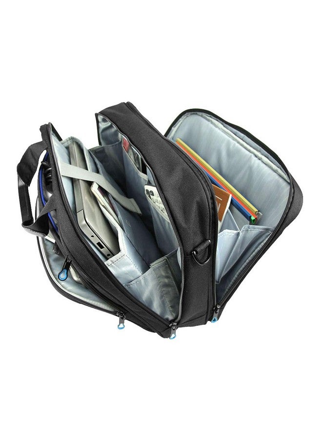 KROSER KROSER Laptop Bag 15.6 Inch Briefcase Messenger Bag Water Repellent Computer Case Shoulder Bag Durable Tablet Sleeve with RFID Pockets for Business/College/Women/Men - Black/Blue  - Image 2