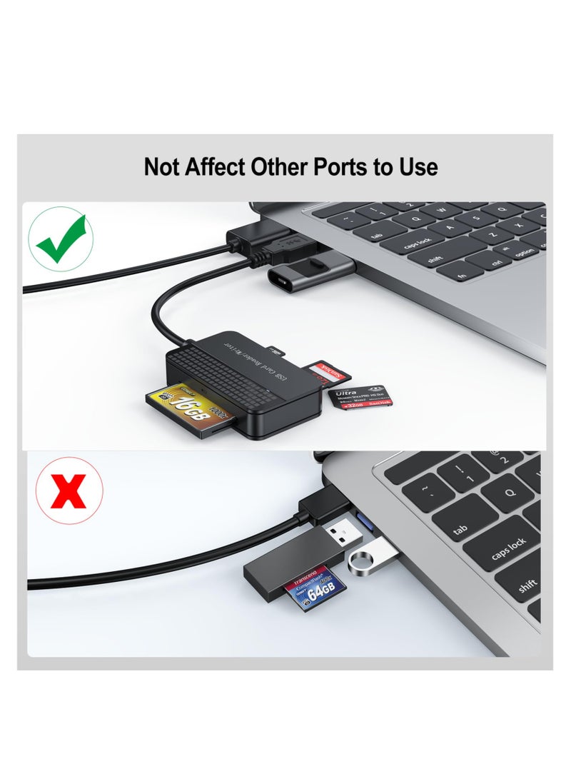 KASTWAVE SD Card Reader USB 3.0, FEMORO Memory Card Reader 4-in-1, SD Card Adapter External High Speed Read Compact Flash Card Readers TF Micro SD MS CF Card Reader USB to Multi for Computer PC Camera Laptop - Image 4