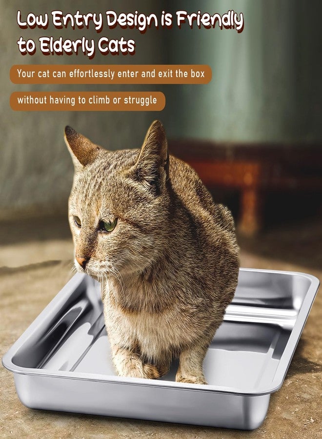 Mifoci 3 Pcs Stainless Steel Cat Litter Pan, Odor Control Easy to Clean Low Entry Litter Box for Small Cats, Hamsters, Rabbits, Guinea Pigs - Image 4