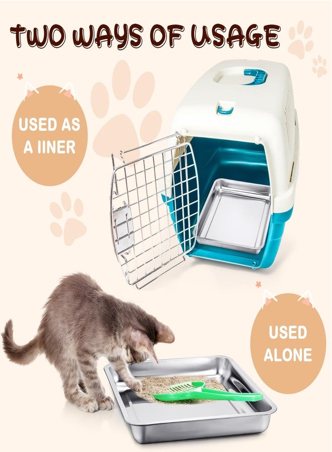 Mifoci 3 Pcs Stainless Steel Cat Litter Pan, Odor Control Easy to Clean Low Entry Litter Box for Small Cats, Hamsters, Rabbits, Guinea Pigs - Image 2