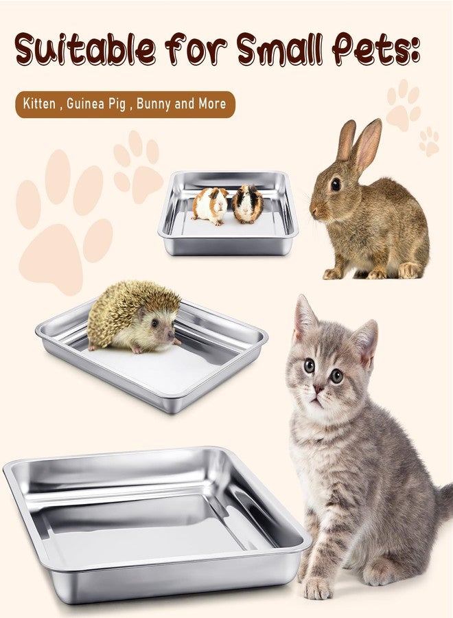 Mifoci 3 Pcs Stainless Steel Cat Litter Pan, Odor Control Easy to Clean Low Entry Litter Box for Small Cats, Hamsters, Rabbits, Guinea Pigs - Image 5