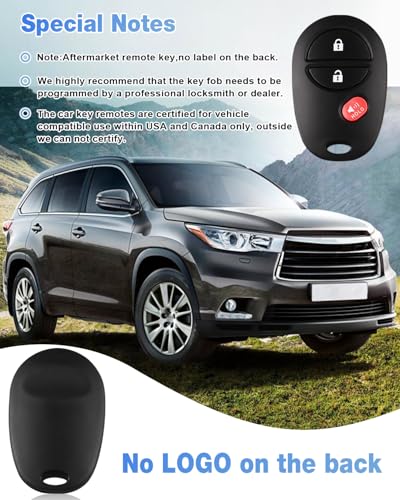Kaboll Key Fob Keyless Entry Remote Replacement for Toyota Tacoma Tundra Sienna Sequoia Highlander - 3 Buttons Car Key Fob FCC: GQ43VT20T (Set of 2) - Image 4