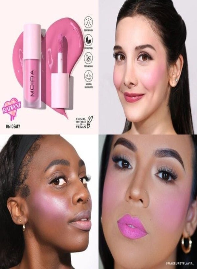 moira MOIRA Love Steady Liquid Blush – 06: Idealy, Lightweight Buildable Formula, Long-Lasting Dewy Finish, Hydrating & Blendable, Vegan & Cruelty-Free, 0.17 fl. oz (5 ml)  - Image 2