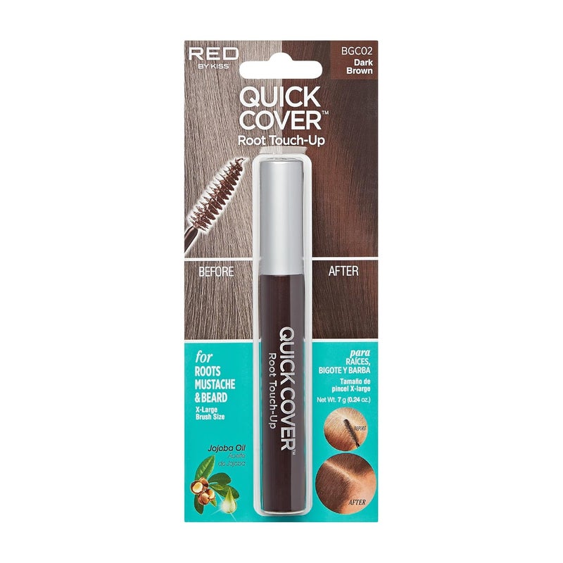 RED by Kiss Quick Cover Root Touch Up Rescue Mascara Natural WaterResistant Temporary Gray Concealer Cover Up Brush for Hair Mustache  Beard Dark Brown