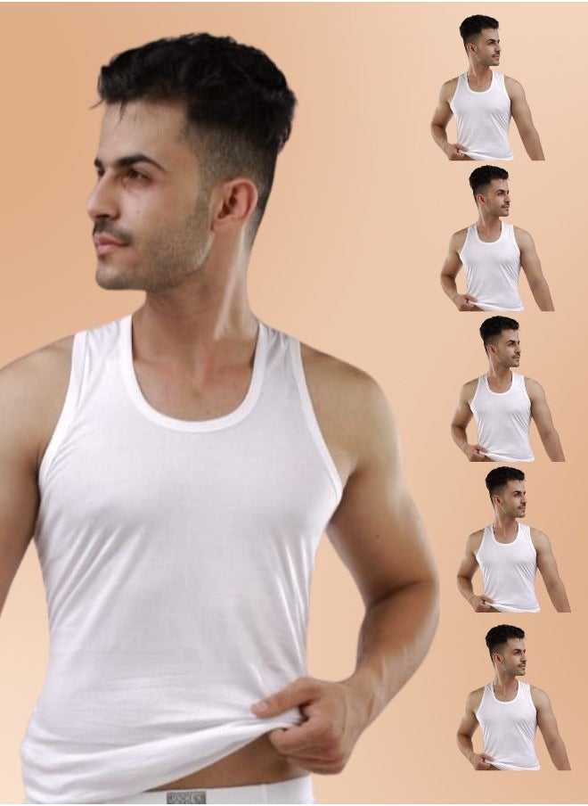بريدا سترة براندو القطنية بدون أكمام للرجال - مقاس نحيف، مسامي وسهل الارتداء | Multipack 6 كومبو - ماجستيك  - Image 1
