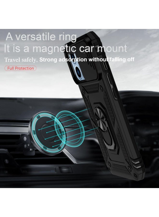Magnetic Case Compatible with iPhone 16 Pro – Black with Sliding Privacy Cover & 360° Rotating Ring Stand – Full Protection, Anti-Scratch, Shockproof - Image 3