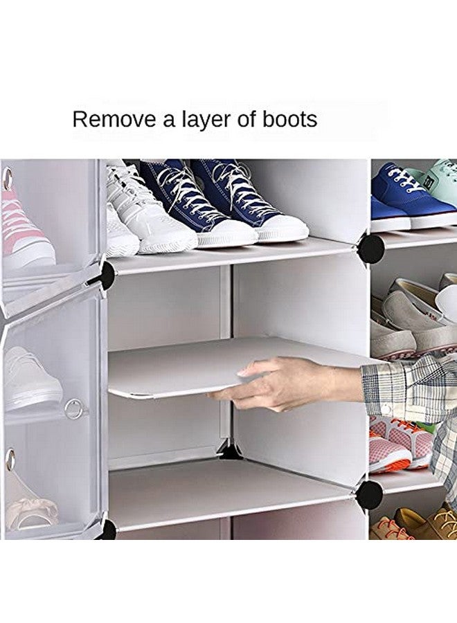 KEEKOS shoe rack plastic,Portable with Dustproof Door, Multi-Purpose Plastic for Home Foldable Portable Shelves Chappal, Slipper, Heels, Boots,Stand (White, 10-Shelf-5-Door) - Image 3