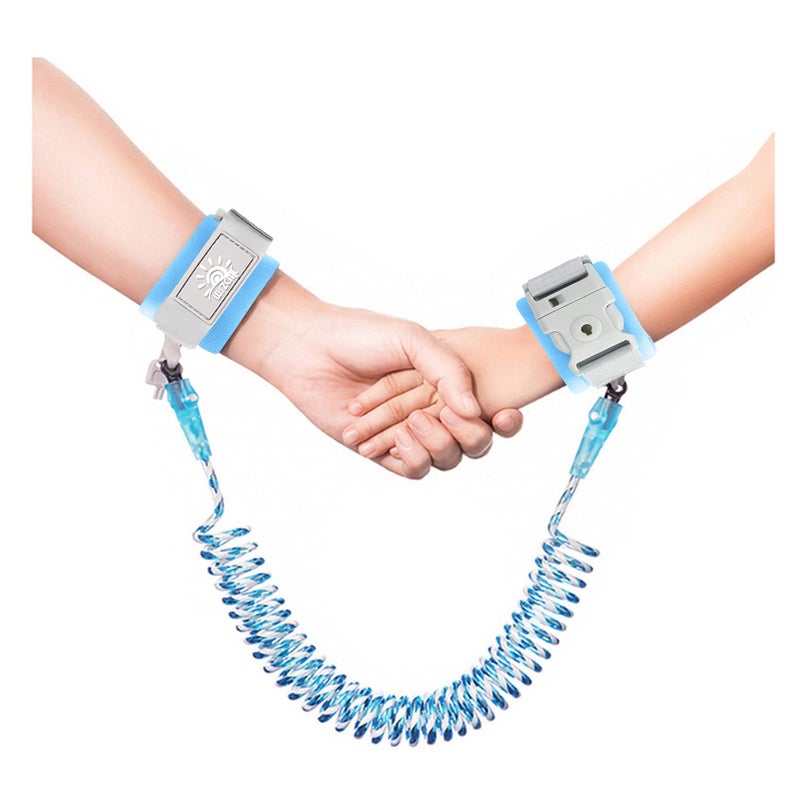 WSZCML Anti-Lost Wrist Link, Blue Reflective Anti-Lost Wrist Chain with Child Lock 6.56 feet. - Image 1