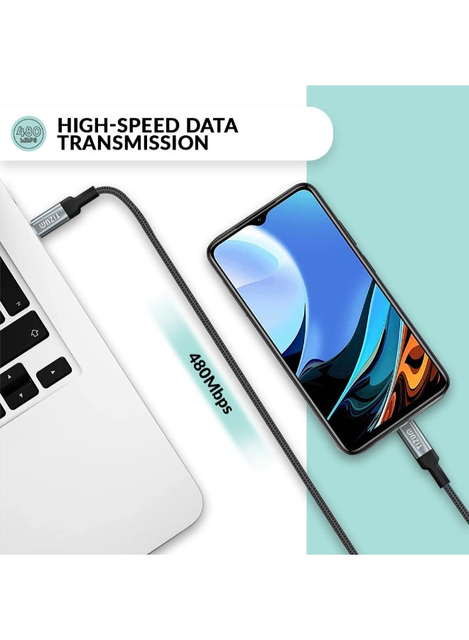 Tizum Renewed - USB Type C to Type C 5A (100W) Braided Sync & Fast Charging Cable for Mobile, Laptop, Macbook & other devices|Supports PD & QC 3.0 Charge|480mbps Data Transfer Speed|3.9 Feet (1.2M), Black - Image 5