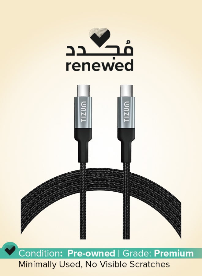Tizum Renewed - USB Type C to Type C 5A (100W) Braided Sync & Fast Charging Cable for Mobile, Laptop, Macbook & other devices|Supports PD & QC 3.0 Charge|480mbps Data Transfer Speed|3.9 Feet (1.2M), Black - Image 1