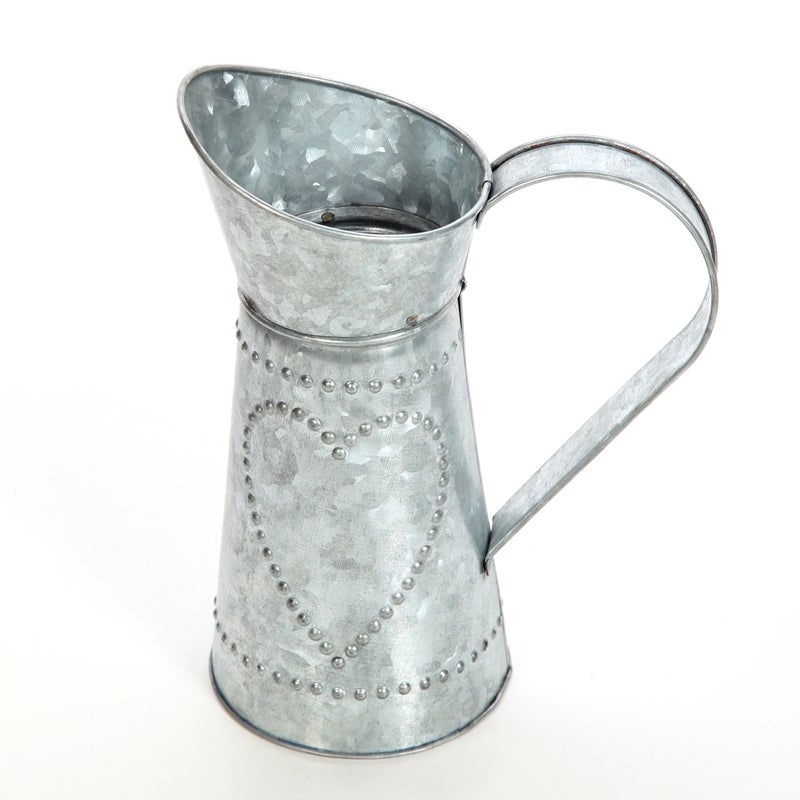 Hosley 9.25 Inch High Galvanized Decorative Pitcher. Ideal for Floral Arrangements Home Wedding Country Living Garden decor. O4 - Image 5