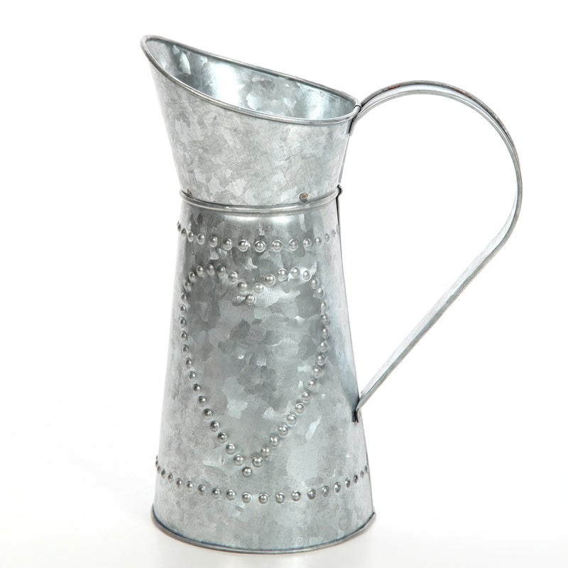 Hosley 9.25 Inch High Galvanized Decorative Pitcher. Ideal for Floral Arrangements Home Wedding Country Living Garden decor. O4 - Image 4