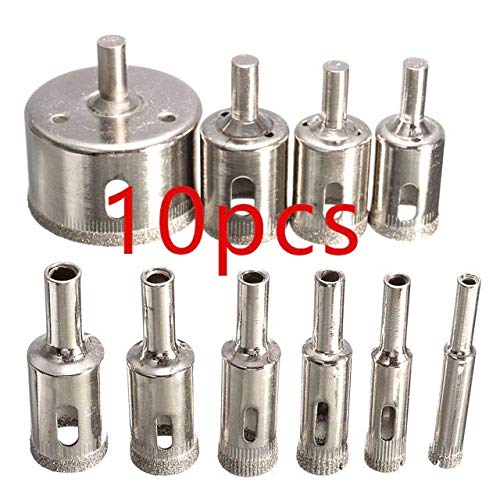 uptodateproducts أبتوديت برودكتس 10 قطع 6810121416182025 بت حفر مغطى بالماس للبلاط والرخام والزجاج والسيراميك لثقب الحفر لأدوات الطاقة - Image 3
