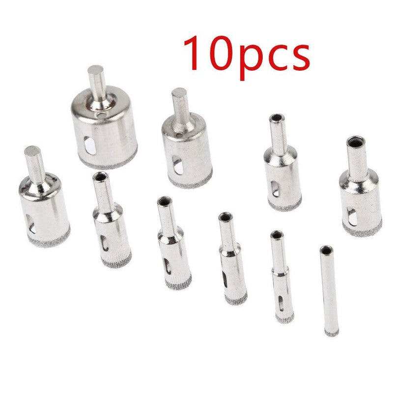 uptodateproducts أبتوديت برودكتس 10 قطع 6810121416182025 بت حفر مغطى بالماس للبلاط والرخام والزجاج والسيراميك لثقب الحفر لأدوات الطاقة - Image 4