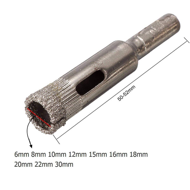 uptodateproducts أبتوديت برودكتس 10 قطع 6810121416182025 بت حفر مغطى بالماس للبلاط والرخام والزجاج والسيراميك لثقب الحفر لأدوات الطاقة - Image 5