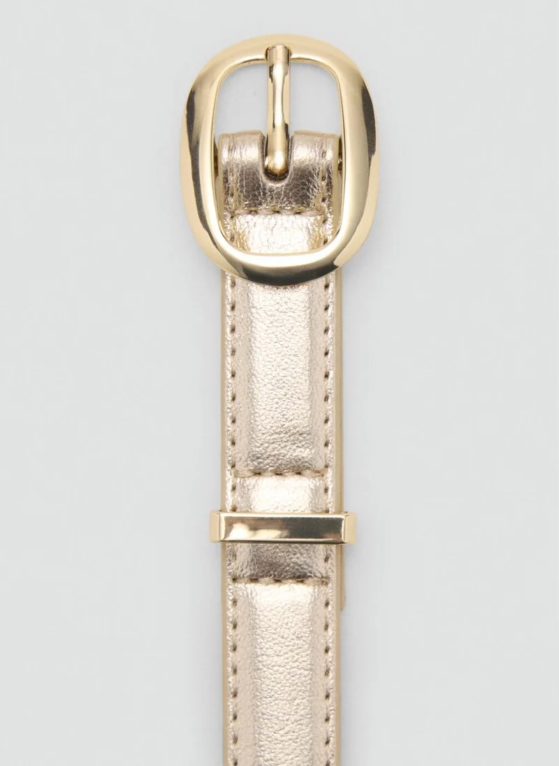 MANGO Metallic Belt With Oval Buckle