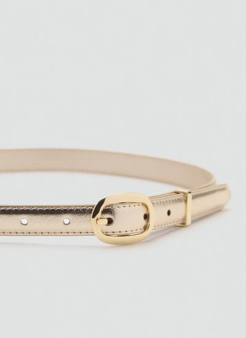 MANGO Metallic Belt With Oval Buckle
