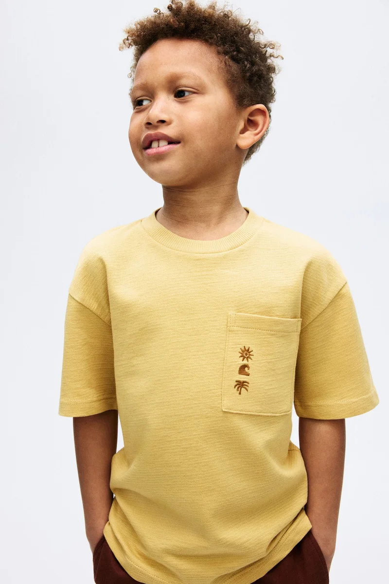 H&M Embroidery-detail cotton T-shirt