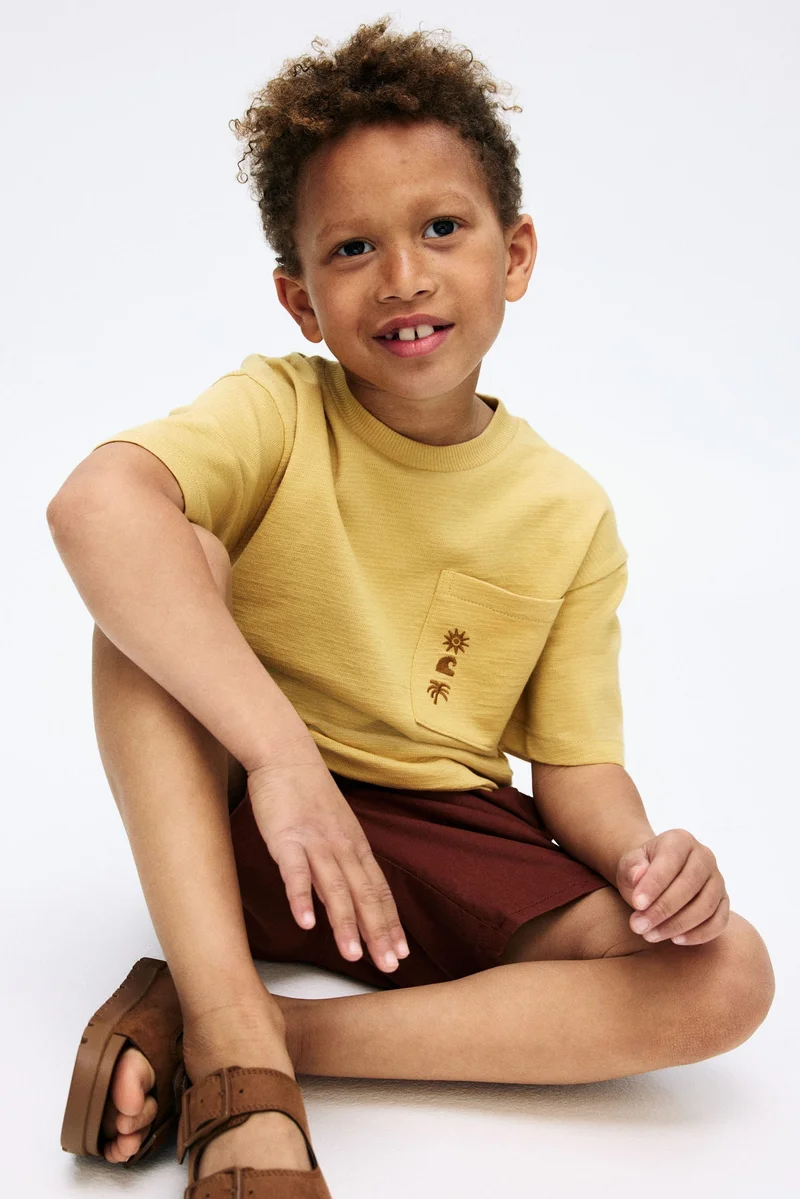 H&M Embroidery-detail cotton T-shirt