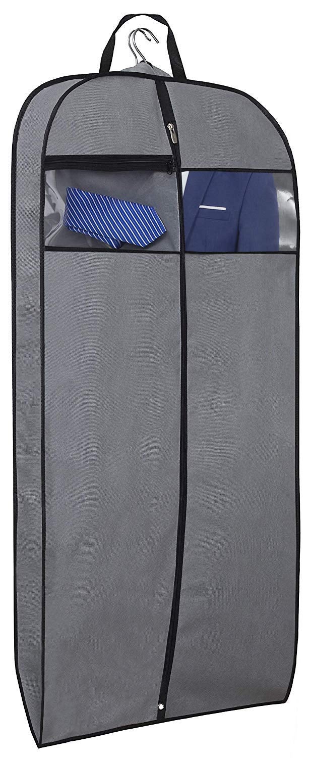MISSLO MISSLO 43 Gusseted Travel Garment Bag with Accessories Zipper Pocket Hanging Garment Bags for Closet Storage Suit Garment Cover for Shirts Jackets Coats Dance Costume Grey 
