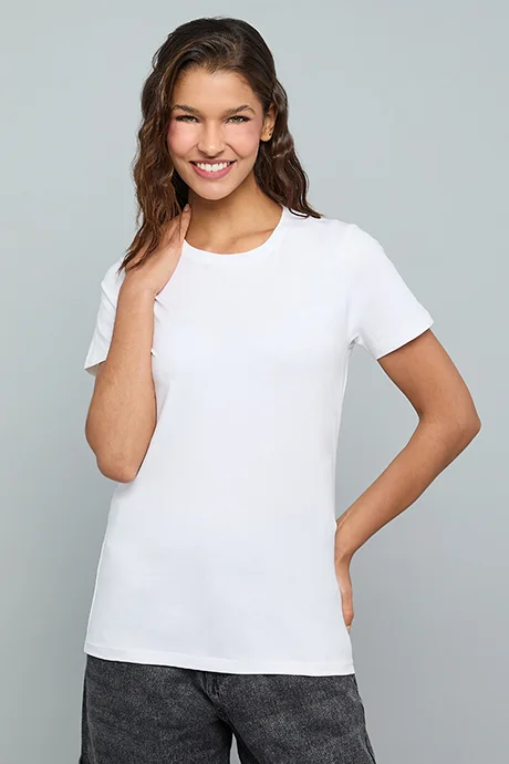 أر أند بي Solid T-Shirt With Crew Neck and Short Sleeves
