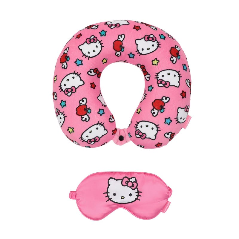 Bioworld Adult Hello Kitty Travel Set with Neck Pillow, Eye Mask, and Throw Blanket, Adorable Comfort for Hello Kitty Fans on the Go! - Image 3