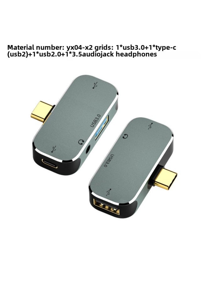 Type-C Docking Station HUB Multi-function Converter USB3.1/HDMI3.5 Headset USB3.0 Smart 3-Number Of Interfaces:Yx-x2: 1*usb3.0+1*type-c(usb2)+1*usb2.0+1*3.5 Headphones  - Image 1