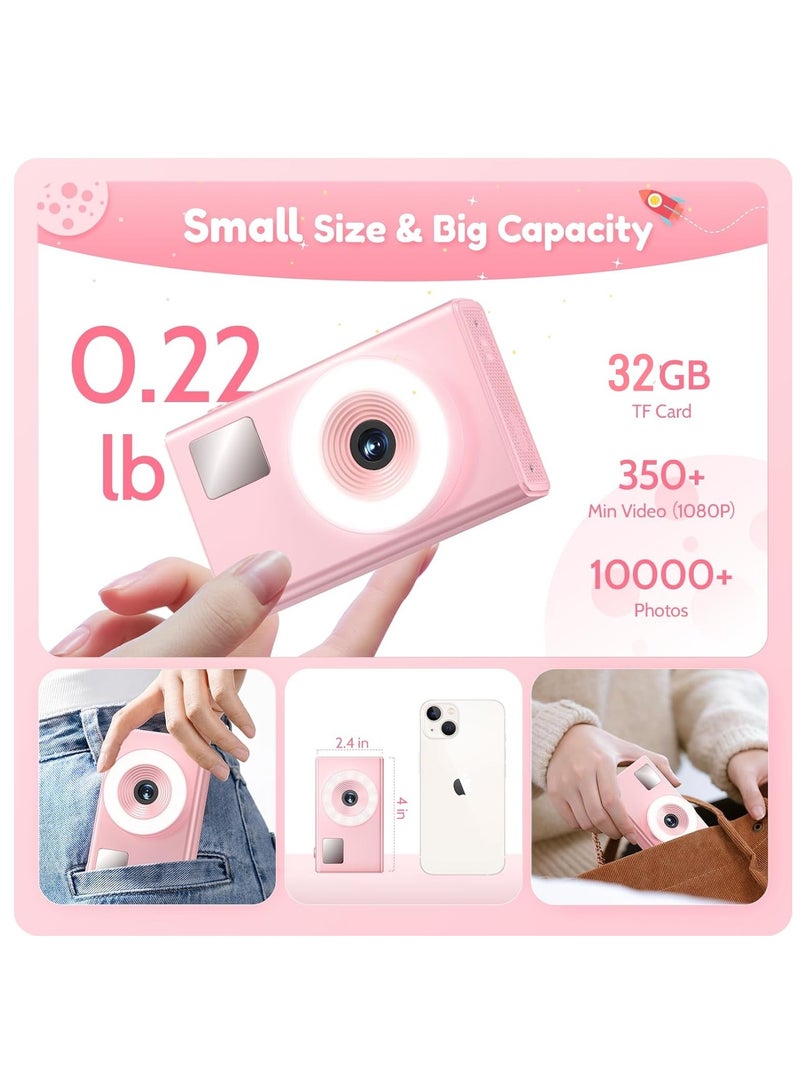 Digital Camera for Kids Fill Light, 1080P FHD Camera, Vintage Camera, Retro Digital Camera CCD for Teens Boys Girls Seniors Student Children, 32GB SD Card,16X Zoom - Image 5