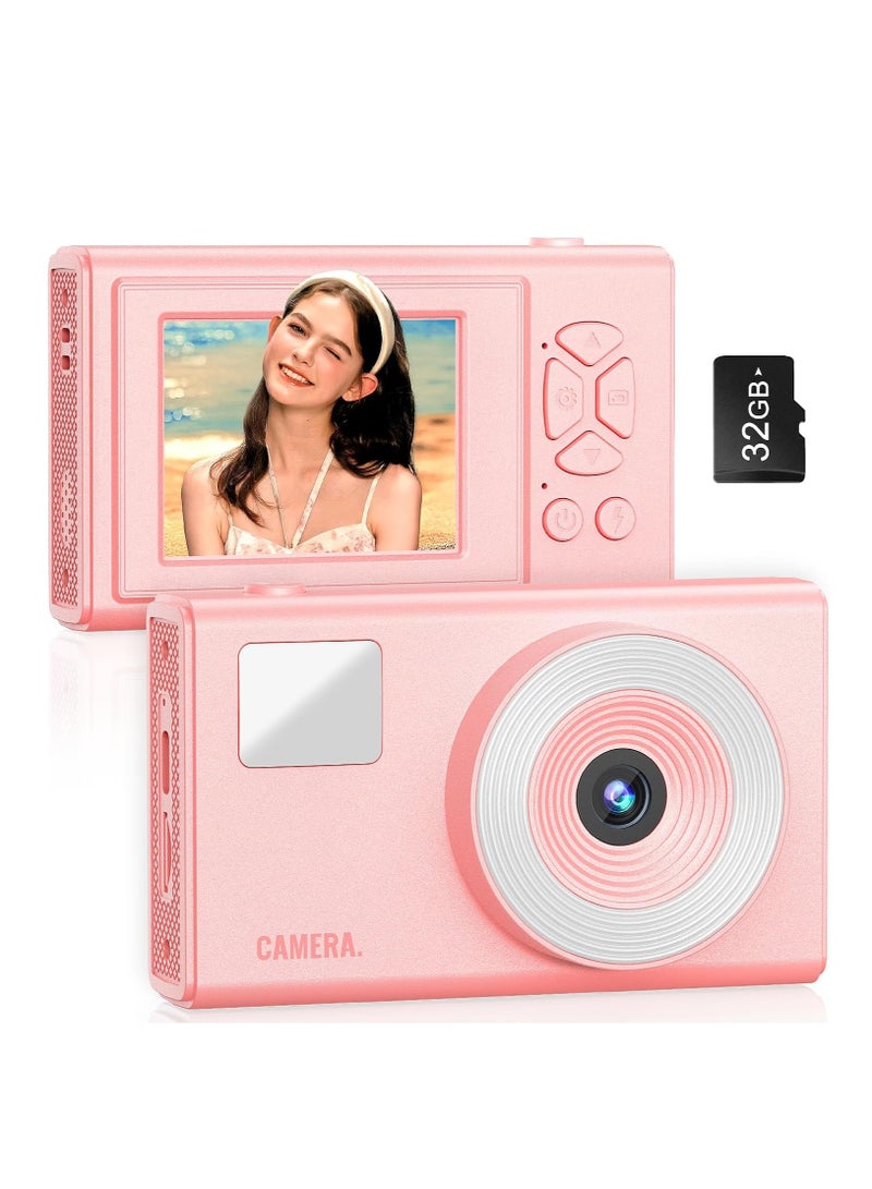 Digital Camera for Kids Fill Light, 1080P FHD Camera, Vintage Camera, Retro Digital Camera CCD for Teens Boys Girls Seniors Student Children, 32GB SD Card,16X Zoom - Image 1