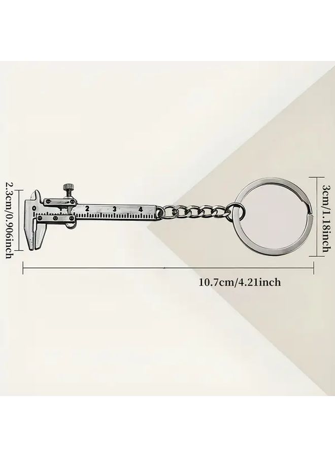 Silvery Mini Vernier Caliper Keychain Movable Pocket Tool For Length Depth Measurement - Image 2