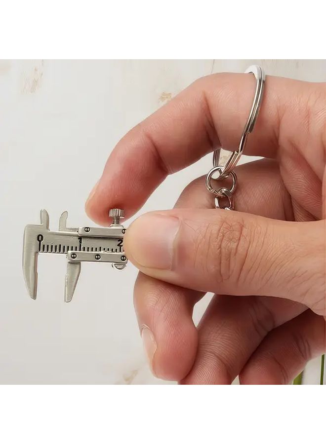 Silvery Mini Vernier Caliper Keychain Movable Pocket Tool For Length Depth Measurement - Image 3