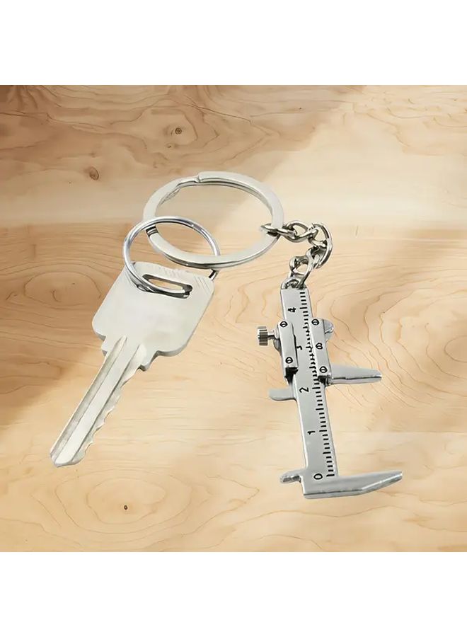 Silvery Mini Vernier Caliper Keychain Movable Pocket Tool For Length Depth Measurement - Image 5