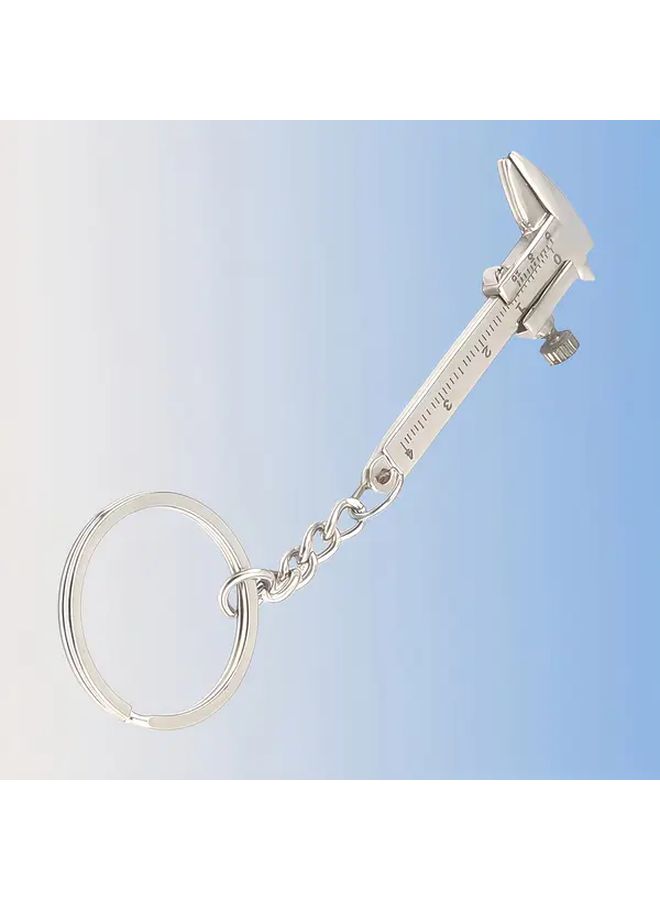 Silvery Mini Vernier Caliper Keychain Movable Pocket Tool For Length Depth Measurement - Image 4