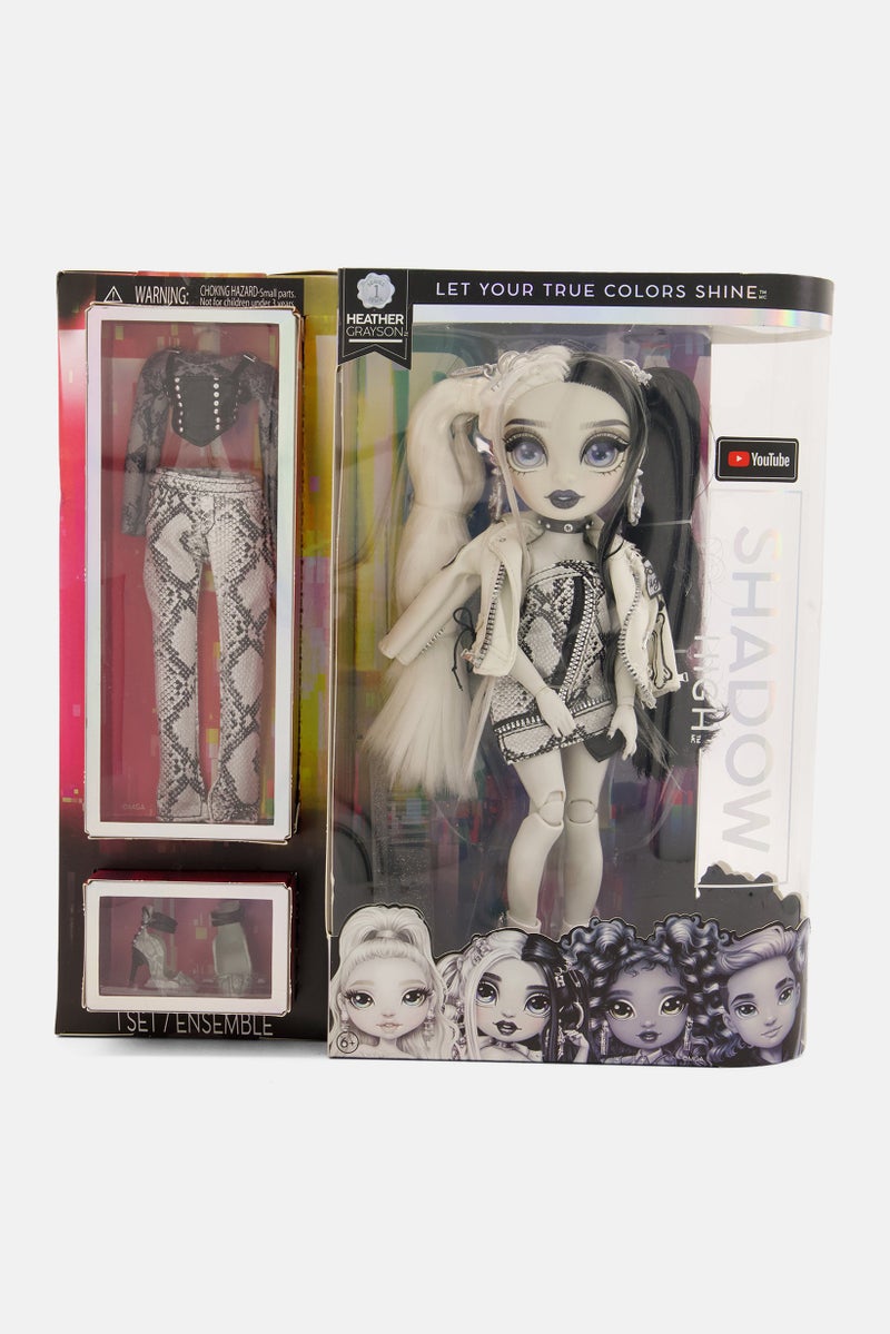 Rainbow Surprise High Shadow Series 1 Heather Grayson- Grayscale Fashion Doll, Grey Combo - Image 1