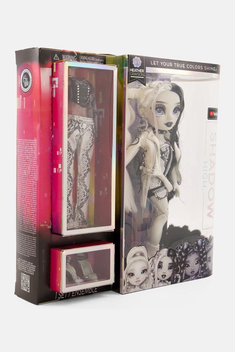 Rainbow Surprise High Shadow Series 1 Heather Grayson- Grayscale Fashion Doll, Grey Combo - Image 3