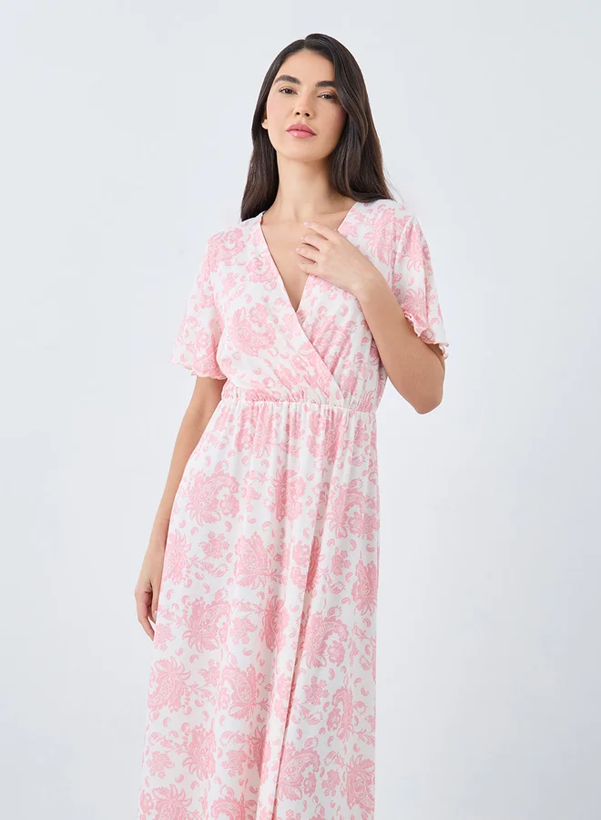 Styli Styli Paisley Print Wrap Front Nightdress