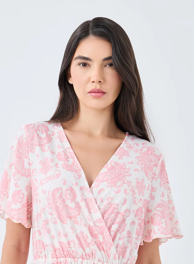Styli Paisley Print Wrap Front Nightdress