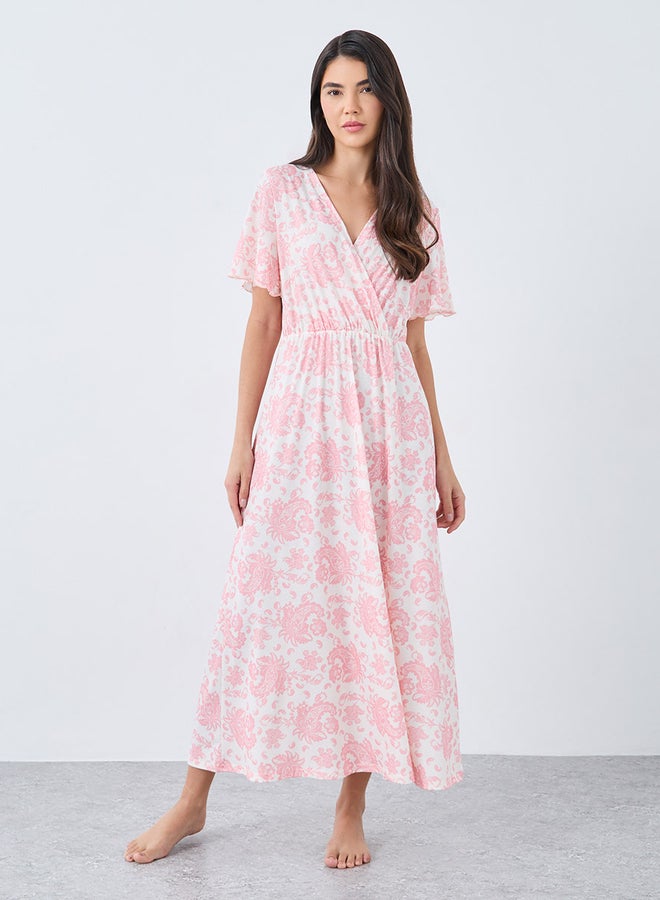 Styli Paisley Print Wrap Front Nightdress - Image 1