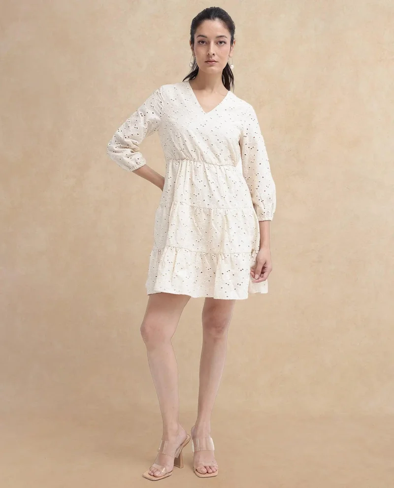 Rareism Women's Schiffli Tier Short Dress