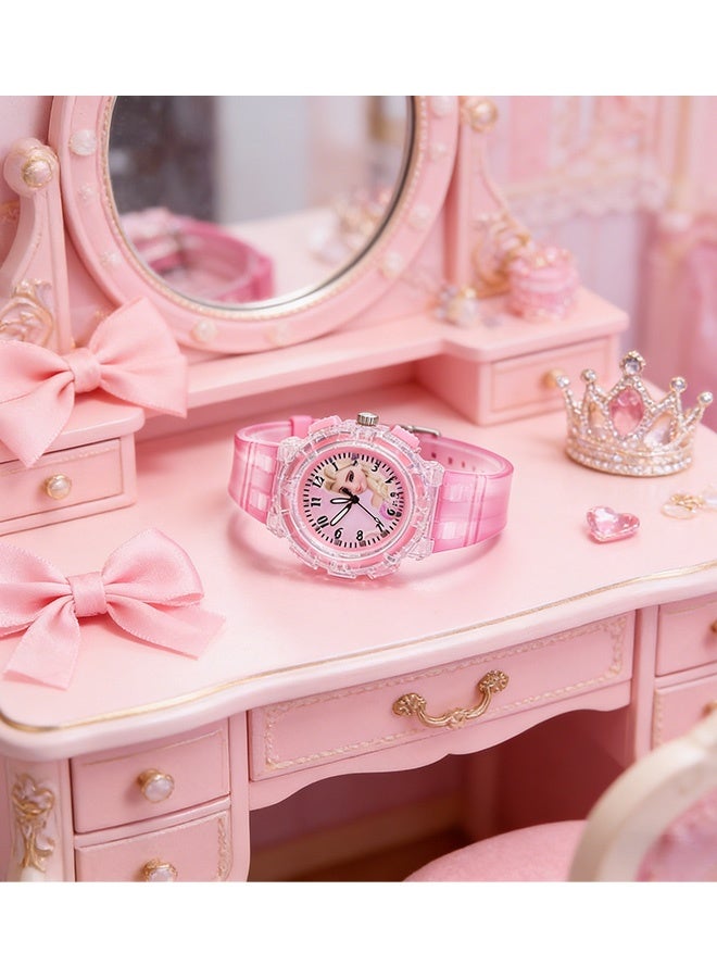 Frozen Elsa Cartoon Analog Quartz Watch for Kids Ages 5 to 12 Colorful Luminous Adjustable Wristwatch for Girls Casual Wear Party Favors Holiday Birthday Gifts Daily Play School Use，Pink - Image 5