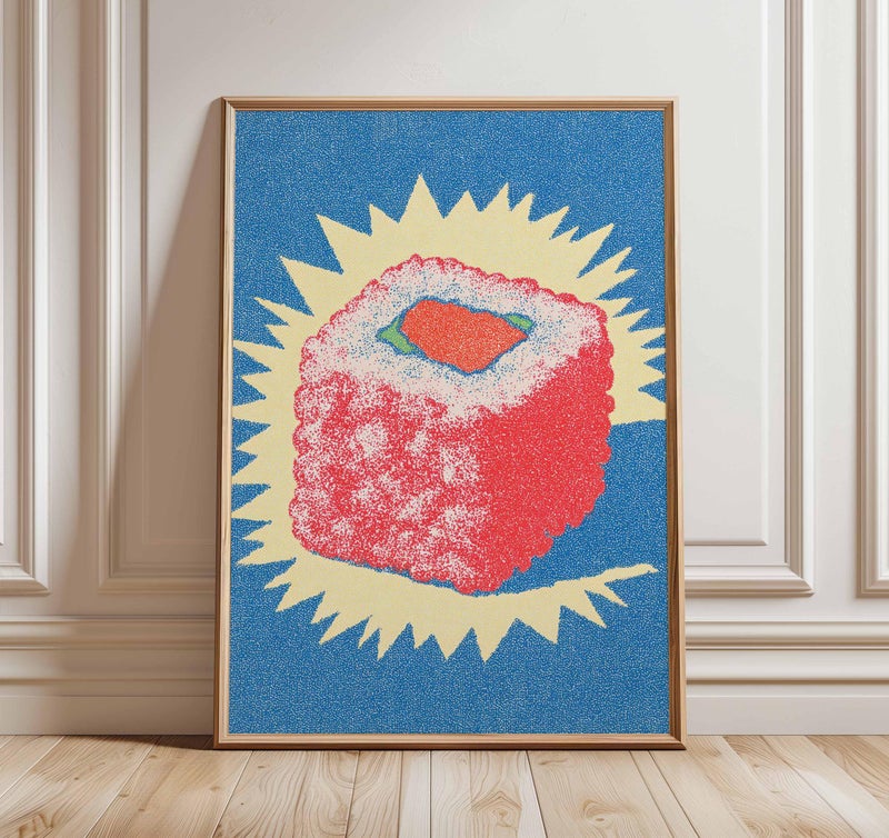 TNESSENTIAL Sushi Pop Art Print, Modern Japanese Kitchen Decor - Image 1